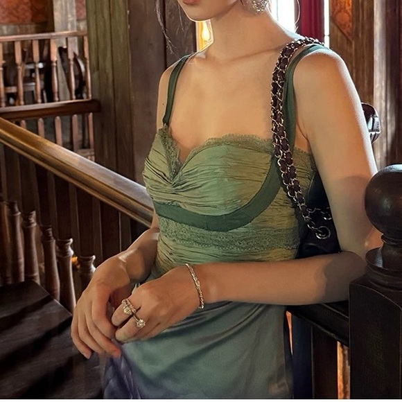 Roberto Cavalli Vintage Style Green and Purple Floral Dress - Picture 8 of 8